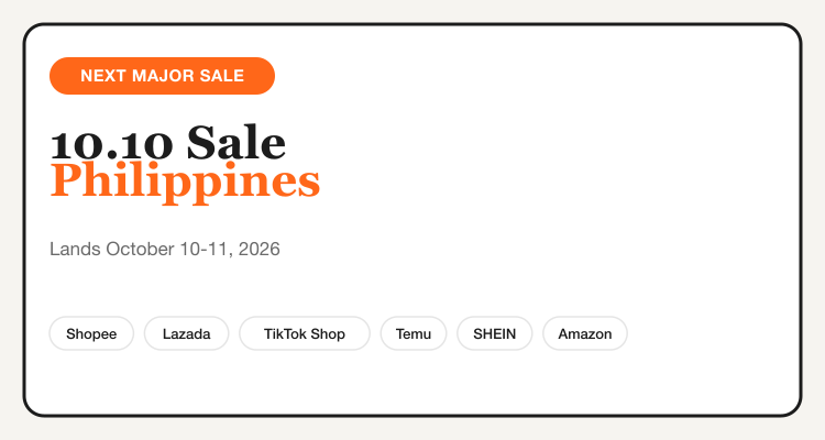 10.10 Sale Philippines: lands October 10-11 across Shopee, Lazada, TikTok Shop, Temu, SHEIN, and Amazon