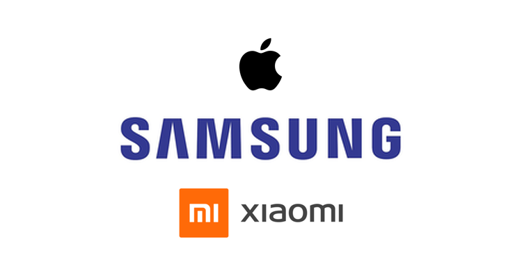 Apple, Samsung, and Xiaomi logos