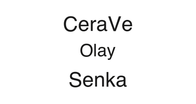 CeraVe, Olay, and Senka logos