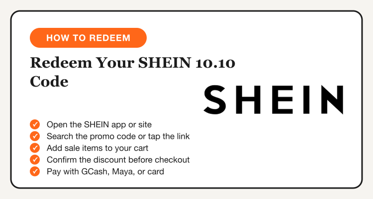 Steps to redeem the SHEIN 10.10 Anniversary Sale promo code in the Philippines