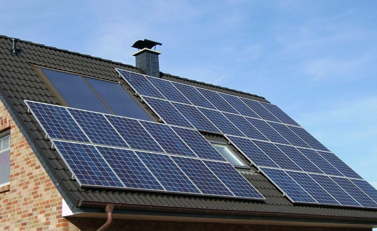 Residential rooftop solar panel installation