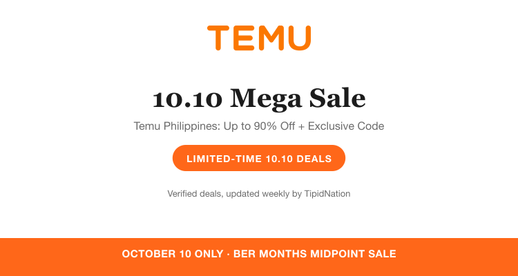 Temu 10.10 Mega Sale Philippines 2026: up to 90% off promo codes