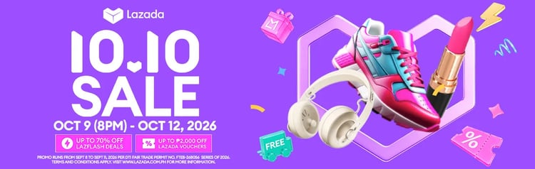 Lazada 10.10 Sale Philippines, October 9 to 12, 2026, with up to 70% off LazFlash deals and up to P2,000 off Lazada vouchers